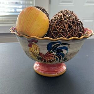 Gallo orange rooster serving bowl